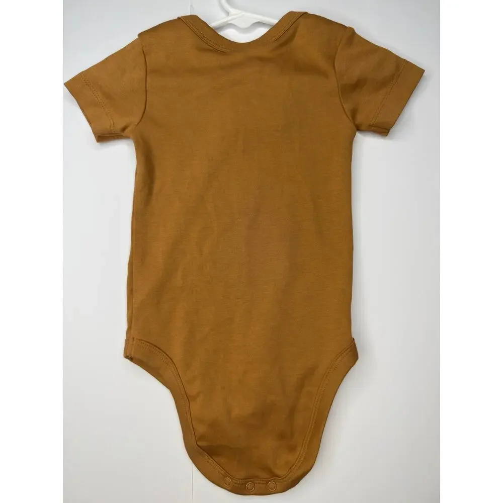 Baby 6-12M Tan BUBBY Graphic Bodysuit Short Sleeve Neutral Onesie